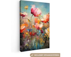 Canvas schilderij 80x120 cm - Wanddecoratie Bloemen - Watercolor - Kunst - Botanisch - Natuur - Muurdecoratie woonkamer - Slaapkamer decoratie - Kamer accessoires - Schilderijen op canvas