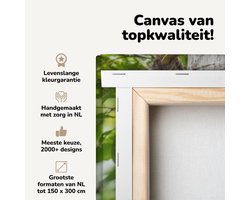 Canvas schilderij 80x40 cm - Wanddecoratie Een luiaard klimt in een boom in een groene omgeving - Muurdecoratie woonkamer - Slaapkamer decoratie - Kamer accessoires - Schilderijen op canvas