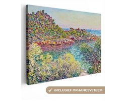 Canvas schilderij 80x60 cm - Wanddecoratie Landschap bij Montecarlo - Schilderij van Claude Monet - Muurdecoratie woonkamer - Slaapkamer decoratie - Kamer accessoires - Schilderijen op canvas