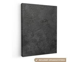 Canvas schilderij 90x120 cm - Wanddecoratie Beton - Structuur - Industrieel - Zwart - Grijs - Muurdecoratie woonkamer - Slaapkamer decoratie - Kamer accessoires - Schilderijen op canvas