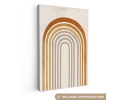 Canvas schilderij 90x140 cm - Exclusieve wanddecoratie Minimalistisch - Boog - Lijnen - Beige - Muurdecoratie woonkamer - Slaapkamer decoratie - Kamer accessoires - Schilderijen op canvas
