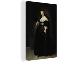 Canvas schilderij 90x140 cm - Wanddecoratie Huwelijksportret van Oopjen Coppit - Rembrandt van Rijn - Muurdecoratie woonkamer - Slaapkamer decoratie - Kamer accessoires - Schilderijen op canvas