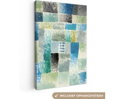 Canvas schilderij 90x140 cm - Wanddecoratie Paul Klee - Kunst - Oude meesters - Blauw - Muurdecoratie woonkamer - Slaapkamer decoratie - Kamer accessoires - Schilderijen