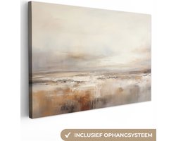 Canvas schilderij 90x60 cm - Wanddecoratie Kunst - Industrieel - Grijs - Bruin - Abstract - Muurdecoratie woonkamer - Kamer decoratie modern - Abstracte schilderijen