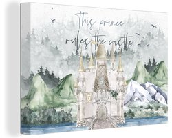 Canvas schilderij 90x60 cm - Wanddecoratie This prince rules the castle - Quotes - Spreuken - Kinderen - Kids - Baby - Jongens - Muurdecoratie woonkamer - Slaapkamer decoratie - Kamer accessoires - Schilderijen op canvas