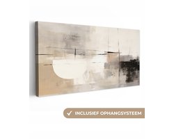 Canvas schilderij abstract 40x20 cm - Abstracte moderne wandkunst - Huis decoratie woonkamer modern - Keuken muur schilderijen - Wanddecoratie accessoires - Kamer interieur decoraties industrieel - Wanddoek grijs - Wall decoration