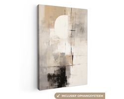 Canvas schilderij abstract 90x140 cm - Abstracte moderne wandkunst - Huis decoratie woonkamer modern - Keuken muur schilderijen - Wanddecoratie accessoires - Kamer interieur decoraties industrieel - Wanddoek grijs - Wall decoration