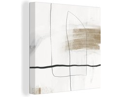 Canvas Schilderij Abstract - Lijnen - Taupe - Design - 90x90 cm - Wanddecoratie
