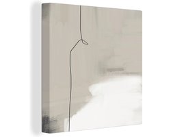 Canvas Schilderij Abstract - Taupe - Lijn - Design - 20x20 cm - Wanddecoratie