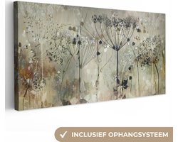 Canvas schilderij - Abstracte bloemen 160x80 - Kamer decoratie accessoires - Schilderijen woonkamer kunst - Wanddecoratie slaapkamer - Muurdecoratie keuken - Wanddoek interieur binnen - Woondecoratie huis - Wall art woonaccessoires