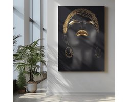 Canvas Schilderij - Afrikaanse Vrouw - Portret - Schilderijen - Canvas - 150x100x2 cm