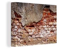Canvas Schilderij Baksteen - Muur - Beton - 120x90 cm - Wanddecoratie