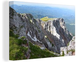 Canvas Schilderij Berg - Gras - Oostenrijk - 120x80 cm - Wanddecoratie