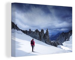 Canvas Schilderij Bergbeklimmer op de Mont Blanc - 120x80 cm - Wanddecoratie