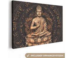 Canvas schilderij - Boeddha beeld 120x80 - Kamer decoratie accessoires - Buddha schilderijen woonkamer - Wanddecoratie slaapkamer - Wall decoration - Muurdecoratie keuken - Wanddoek interieur binnen - Woondecoratie huis - Woonaccessoires