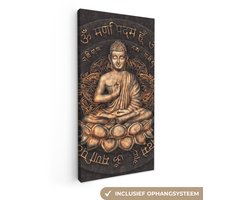 Canvas schilderij Boeddha beeld 40x80 - Kamer decoratie accessoires - Buddha schilderijen woonkamer - Wanddecoratie slaapkamer - Wall decoration - Muurdecoratie keuken - Wanddoek interieur binnen - Woondecoratie huis - Woonaccessoires