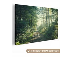Canvas schilderij bos 90x60 - Kamer decoratie accessoires bomen - Schilderijen woonkamer - Wanddecoratie slaapkamer - Muurdecoratie natuur keuken - Wanddoek interieur binnen - Woondecoratie huis - Canvasdoek - Woonaccessoires