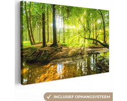 Canvas schilderij bos 90x60 - Kamer decoratie accessoires bomen - Schilderijen woonkamer - Wanddecoratie slaapkamer - Muurdecoratie natuur keuken - Wanddoek interieur binnen - Woondecoratie huis - Canvasdoek - Woonaccessoires