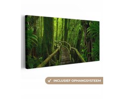 Canvas - Schilderij - Bos - Bomen - Jungle - Pad - Wanddecoratie - Canvas doek - 200x100 cm
