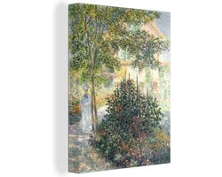 Canvas Schilderij Camille Monet in the garden at the house in Argenteuil - schilderij van Claude Monet - 30x40 cm - Wanddecoratie