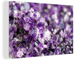 Canvas Schilderij Close-up van paarse en lila edelstenen - 60x40 cm - Wanddecoratie