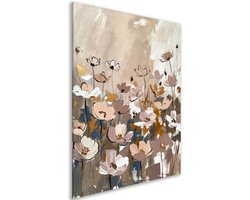 Canvas schilderij - Decoratie woonkamer - Botanicals - Bloemen - Woondecoratie - Slaapkamer accessoires - Beige - Romantisch - 50x70 cm