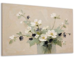 Canvas schilderij - Decoratie woonkamer - Impressionisme - Muurdecoratie bloemen - Wanddecoratie slaapkamer - Shabby Chic - Landelijk - 100x75 cm