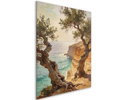 Canvas schilderij - Decoratie woonkamer - Kust - Impressionisme - Zomer - 75x100 cm