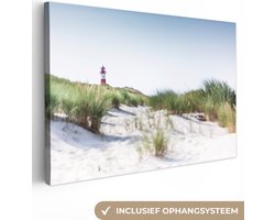 Canvas schilderij duinen en wadden zee 120x80 - Kamer decoratie accessoires strand en zee - Beach schilderijen woonkamer - Wanddecoratie slaapkamer - Muurdecoratie keuken - Wanddoek interieur binnen - Woondecoratie huis - Woonaccessoires