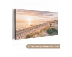 Canvas schilderij - Duinen en zee 40x20 - Kamer decoratie accessoires strand en waddenzee - Beach schilderijen woonkamer - Wanddecoratie slaapkamer - Muurdecoratie keuken - Wanddoek binnen - Woondecoratie huis - Woonaccessoires