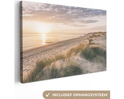 Canvas schilderij - Duinen en zee 60x40 - Kamer decoratie accessoires strand en waddenzee - Beach schilderijen woonkamer - Wanddecoratie slaapkamer - Muurdecoratie keuken - Wanddoek binnen - Woondecoratie huis - Woonaccessoires