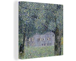 Canvas Schilderij Farmhouse in upper Austria - Gustav Klimt - 20x20 cm - Wanddecoratie