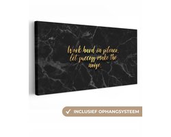 Canvas schilderij - Gouden quote 60x30 - Kamer decoratie accessoires - Schilderijen woonkamer zwarte marmer - Wanddecoratie slaapkamer goud - Muurdecoratie keuken - Wall decoration - Wanddoek interieur binnen - Woonaccessoires