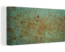 Canvas Schilderij Groen - Roest - Staal - 40x20 cm - Wanddecoratie