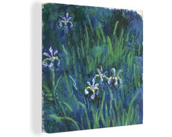 Canvas Schilderij Irissen- Schilderij van Claude Monet - 90x90 cm - Wanddecoratie
