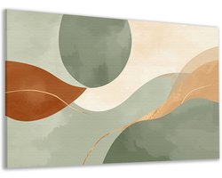 Canvas schilderij - Japandi - Abstract - Zen - Decoratie slaapkamer volwassenen - Muurdecoratie woonkamer - Groen - Hal - 90x60 cm