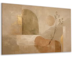 Canvas schilderij - Japandi - Woonkamer - Muur decoratie slaapkamer - Hal accessoires - Crème - Abstract - 120x80 cm