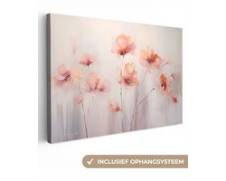 Canvas schilderij klaprozen 60x40 cm - Klaproos bloemen pastel - Slaapkamer decoratie volwassenen - Abstracte muurdecoratie canvasdoek - Muurdoek keuken kunstwerken - Foto op canvas doek - Keukenschilderij woondecoratie abstract