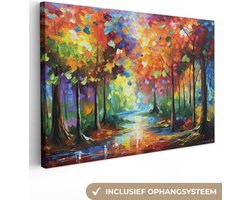 Canvas schilderij - Kleurrijk kunst 140x90 - Kamer decoratie accessoires - Muurdoek - Moderne schilderijen woonkamer - Wanddecoratie slaapkamer - Muurdecoratie keuken - Wanddoek interieur binnen - Woondecoratie huis - Woonaccessoires