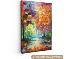 Canvas schilderij - Kleurrijk kunst 60x90 - Kamer decoratie accessoires - Muurdoek - Moderne schilderijen woonkamer - Wanddecoratie slaapkamer - Muurdecoratie keuken - Wanddoek interieur binnen - Woondecoratie huis - Woonaccessoires