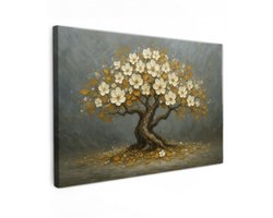 Canvas schilderij - Koperbloesem Bonsai - 90x60 cm - Moderne kunst - Huis decoratie woonkamer - Keuken muur schilderijen - Wanddecoratie accessoires - Kamer interieur - Natuur Schilderij