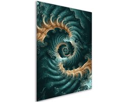 Canvas schilderij - Kubistisch - Golven - Abstract kleur - Modern - Gouden woonaccessoires - Decoratie woonkamer - 30x45 cm