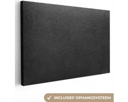 Canvas Schilderij Leer - Structuur - Zwart - 60x40 cm - Wanddecoratie