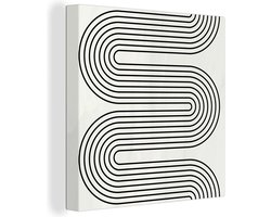 Canvas Schilderij Lijn - Taupe - Abstract - Zwart - 90x90 cm - Wanddecoratie