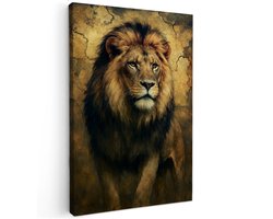 Canvas Schilderij - Lionheart – De Ziel van de Leeuw - 90x60 cm - Moderne kunst - Huis decoratie woonkamer - Keuken muur schilderijen - Wanddecoratie accessoires - Kamer interieur