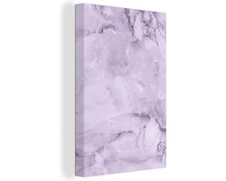 Canvas Schilderij Marmer - Ader - Paars - 60x90 cm - Wanddecoratie