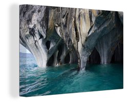 Canvas Schilderij Marmeren zuilen van marmer van de Marble Caves - 90x60 cm - Wanddecoratie