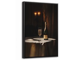 Canvas Schilderij met Baklijst 20x30cm - Prosecco - Bubbels - Sfeervol - Drank - Muurdecoratie woonkamer - Slaapkamer decoratie - Kamer accessoires - Schilderijen op canvas met lijst