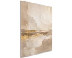 Canvas schilderij - Modern - Japandi - Woondecoratie - Decoratie slaapkamer volwassenen - Kunst aan de muur woonkamer - Crème - Beige abstract - 80x120 cm