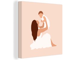 Canvas Schilderij Moeder - Kind - Familie - Baby - 90x90 cm - Wanddecoratie